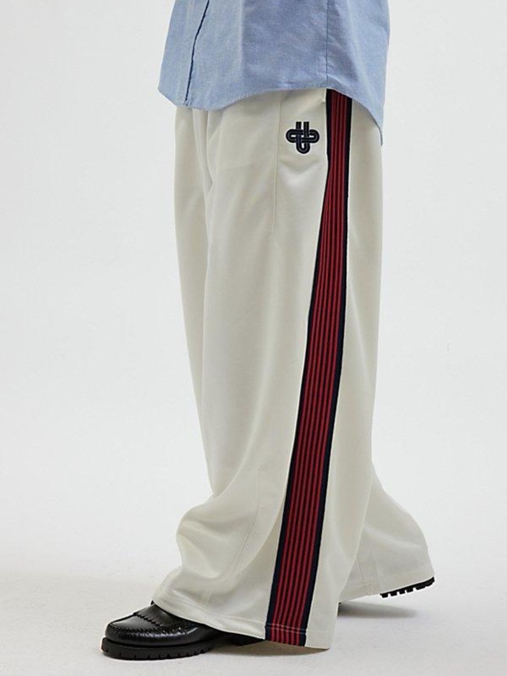 Urban Outfitters White Track Joggers with Red Side Stripes